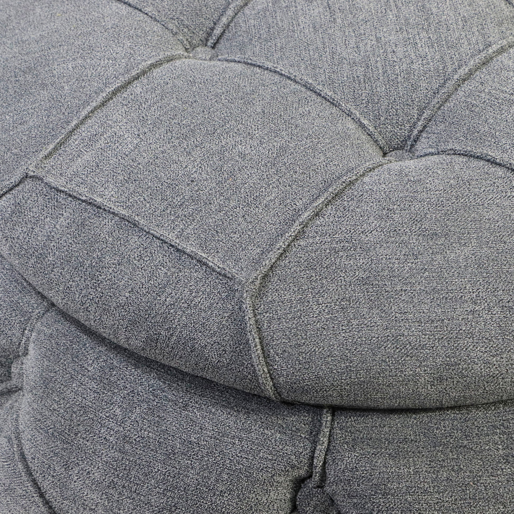 Large Button Tufted Woven Round Storage Ottoman For Living Room & Bedroom,17.7"H Burlap Grey Grey Burlap