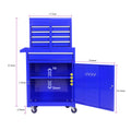 Detachable 5 Drawer Tool Chest With Bottom Cabinet And One Adjustable Shelf Blue Blue Metal