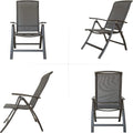 Folding Patio Chairs Set Of 2, Aluminium Frame Reclining Sling Lawn Chairs With Adjustable High Backrest, Patio Dining Chairs For Outdoor, Camping,Porch,Balcony Textilene Fabric,2 Chairs Dark Gray Aluminium