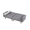 Convertible Futon Sofa Bed, Adjustable Couch Sleeper, Modern Fabric Linen Upholstered Futon Sofa Bed With Wooden Legs & 2 Pillows For Apartment, Living Room, Studio. Grey Gray Foam Fabric