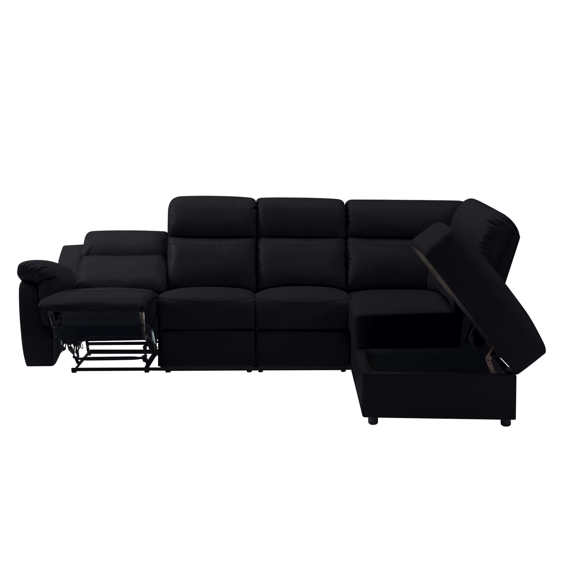 110.2'' Manual Reclining Sectional Sofa K2553S00002 Black Pu