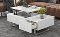 Multi Functional Coffee Table With Lifted Tabletop, Contemporary Cocktail Table With Metal Frame Legs, High Gloss Surface Dining Table For Living Room, White White Soft Close Drawers Primary Living Space Contemporary Manual Freestanding Rectangular Hutch