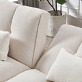 Convertible Futon Sofa Bed, Adjustable Couch Sleeper, Modern Fabric Linen Upholstered Futon Sofa Bed With Wooden Legs & 2 Pillows For Apartment, Living Room, Studio. Ivory Ivory Foam Fabric