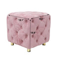 Pink Modern Velvet Upholstered Ottoman, Exquisite Small End Table, Soft Foot Stool,Dressing Makeup Chair, Comfortable Seat For Living Room, Bedroom, Entrance Pink Velvet