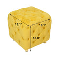 Yellow Modern Velvet Upholstered Ottoman, Exquisite Small End Table, Soft Foot Stool,Dressing Makeup Chair, Comfortable Seat For Living Room, Bedroom, Entrance Yellow Velvet