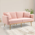 Coolmore Velvet Sofaaccent Sofa .Seat Sofa With Metal Feet Pink Teddy Polyester