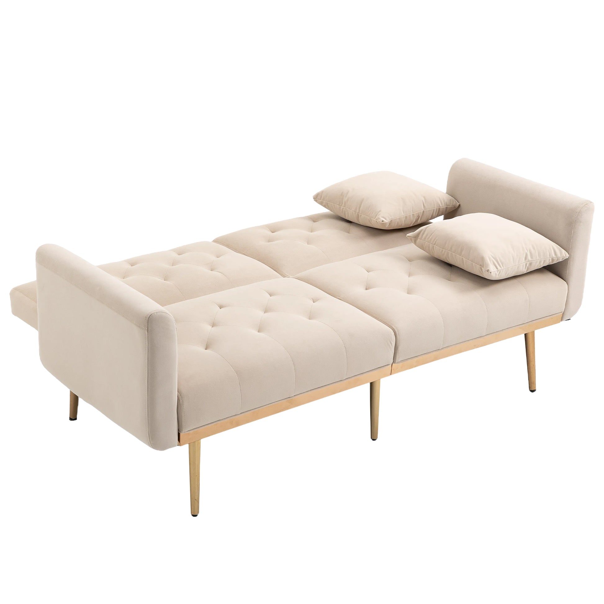 Coolmore Velvet Sofaaccent Sofa .Seat Sofa With Metal Feet Beige Polyester
