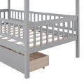 Twin Size Wooden House Bed With Two Drawers, Gray Box Spring Not Required Twin Gray Wood Gray Bedroom Pine Bed Frame Wood