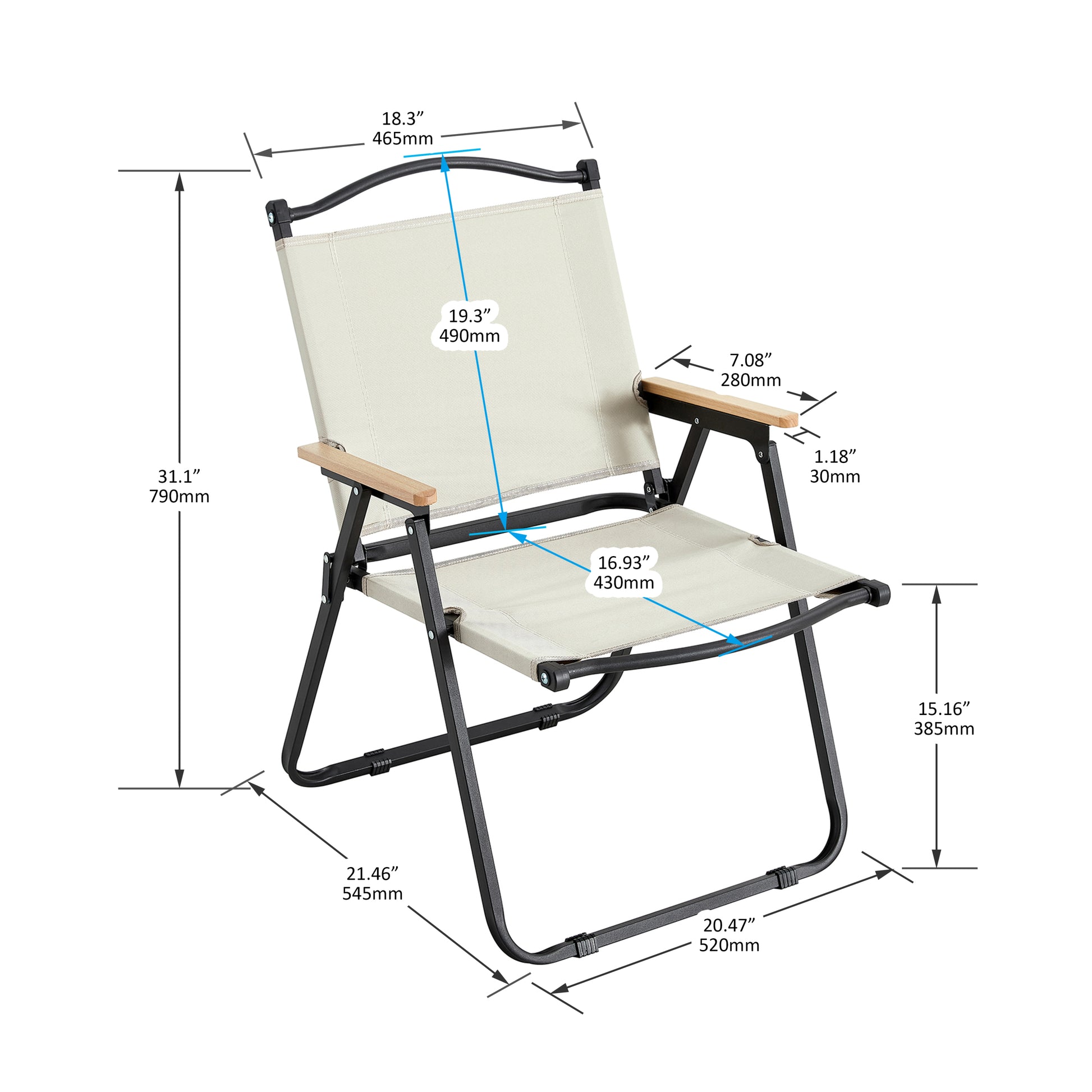 2 Piece Folding Outdoor Chair For Indoor, Outdoor Camping, Picnics, Beach,Backyard, Bbq, Party, Patio, Beige Beige Garden & Outdoor Modern Oxford Fabric
