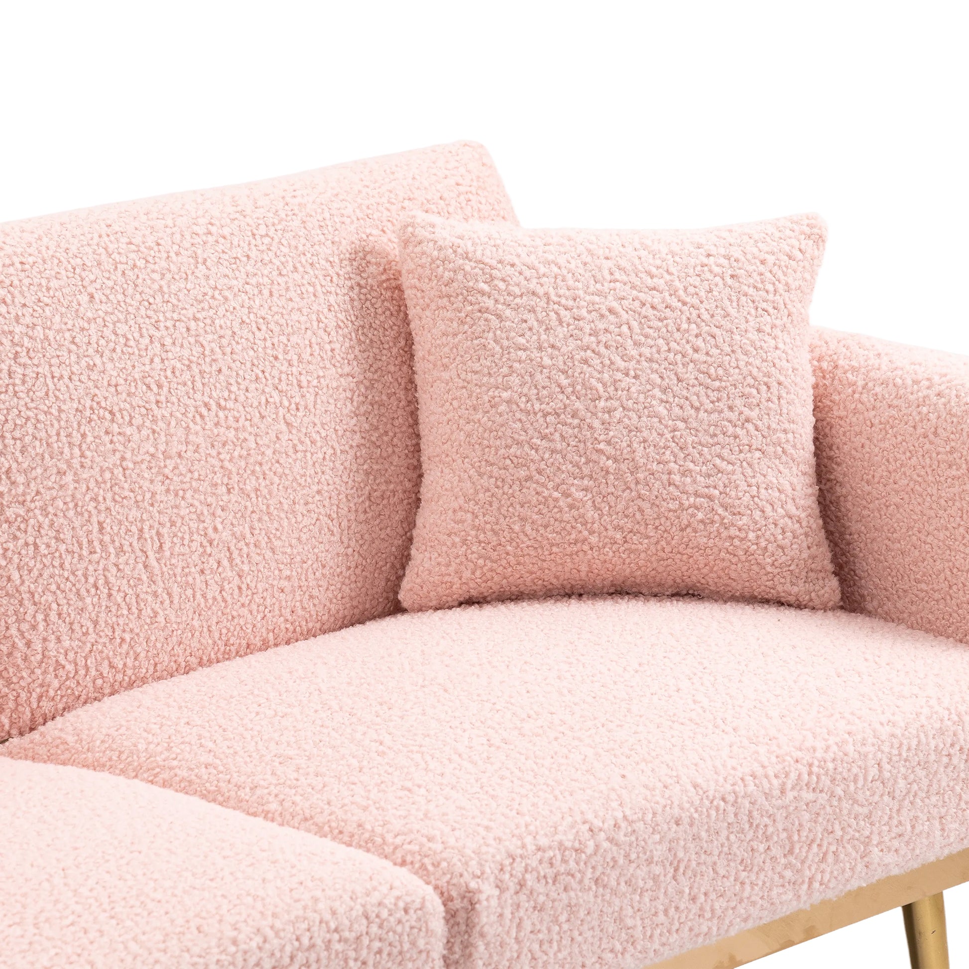 Coolmore Velvet Sofaaccent Sofa .Seat Sofa With Metal Feet Pink Teddy Polyester