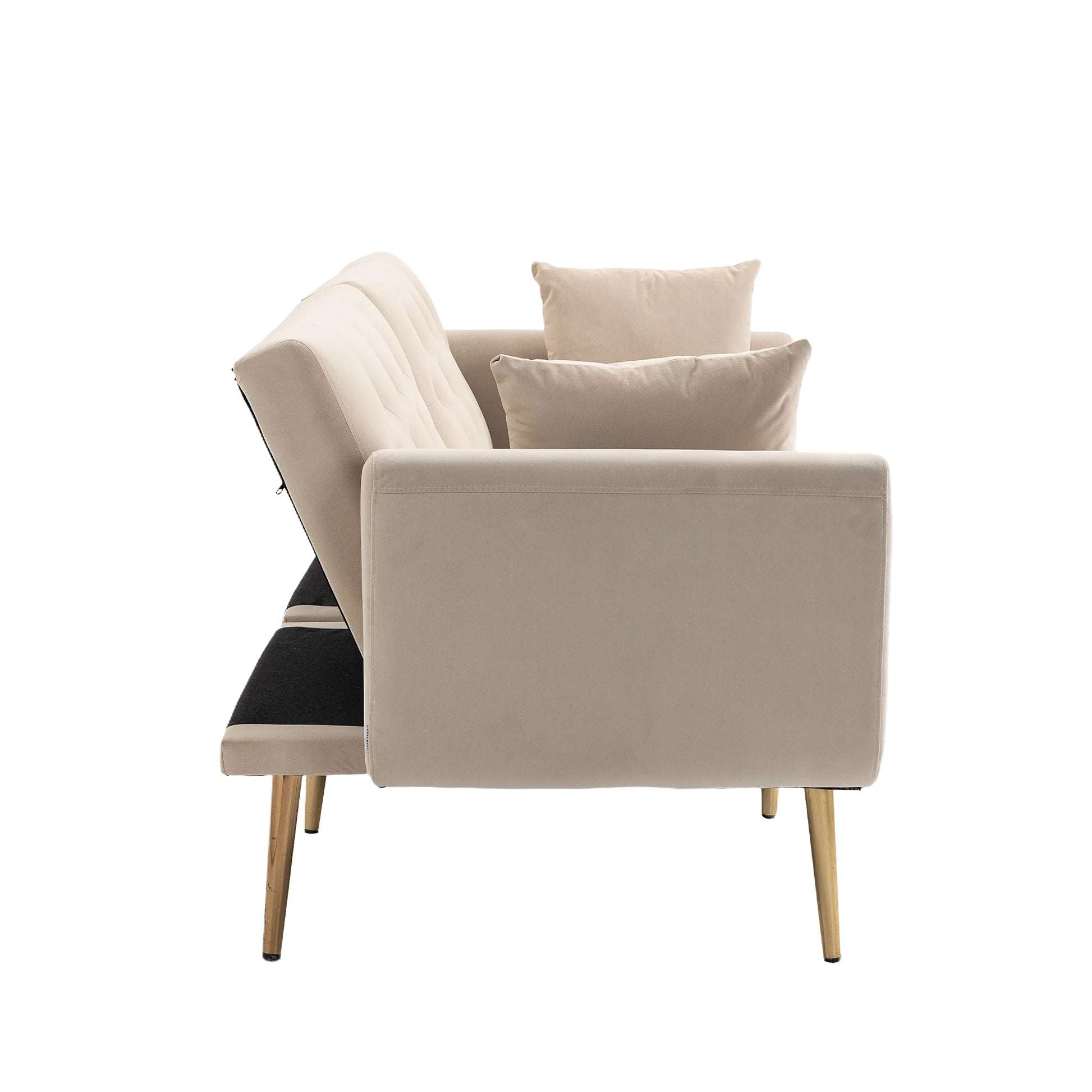 Coolmore Velvet Sofaaccent Sofa .Seat Sofa With Metal Feet Beige Polyester