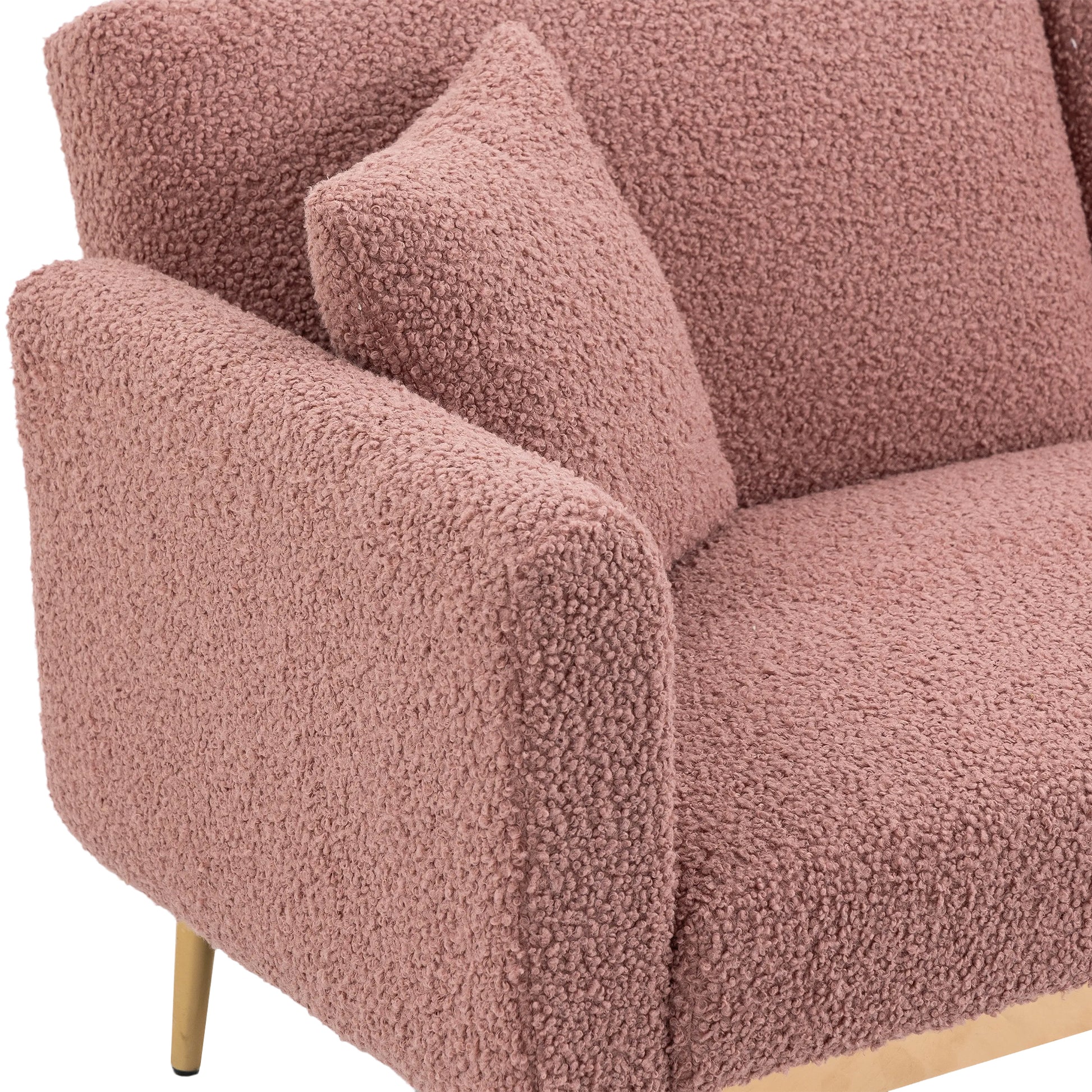 Coolmore Velvet Sofaaccent Sofa .Seat Sofa With Metal Feet Brush Pink Teddy Polyester