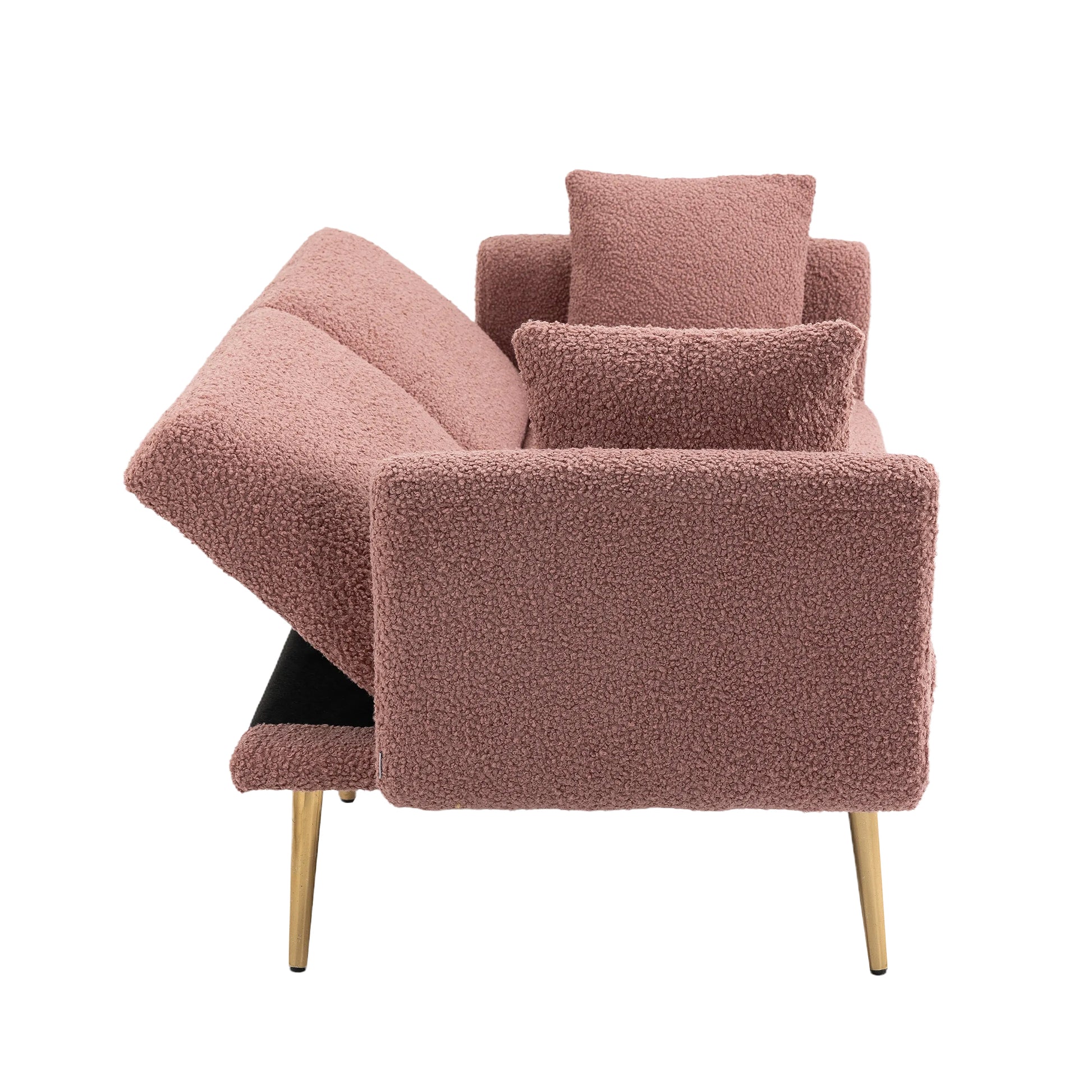 Coolmore Velvet Sofaaccent Sofa .Seat Sofa With Metal Feet Brush Pink Teddy Polyester