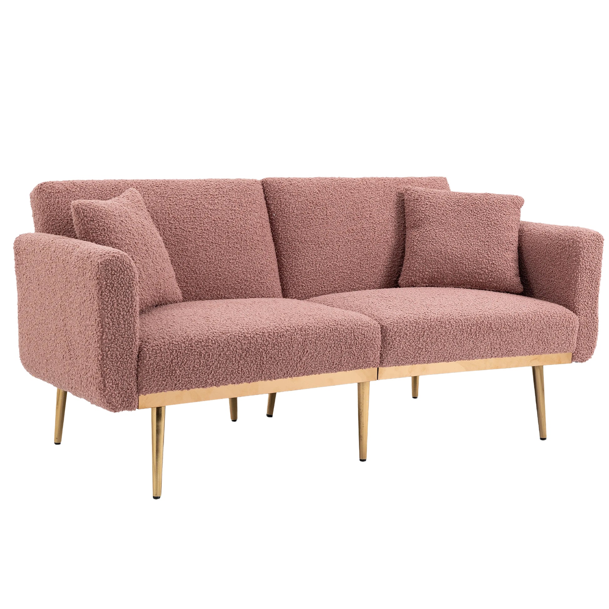 Coolmore Velvet Sofaaccent Sofa .Seat Sofa With Metal Feet Brush Pink Teddy Polyester