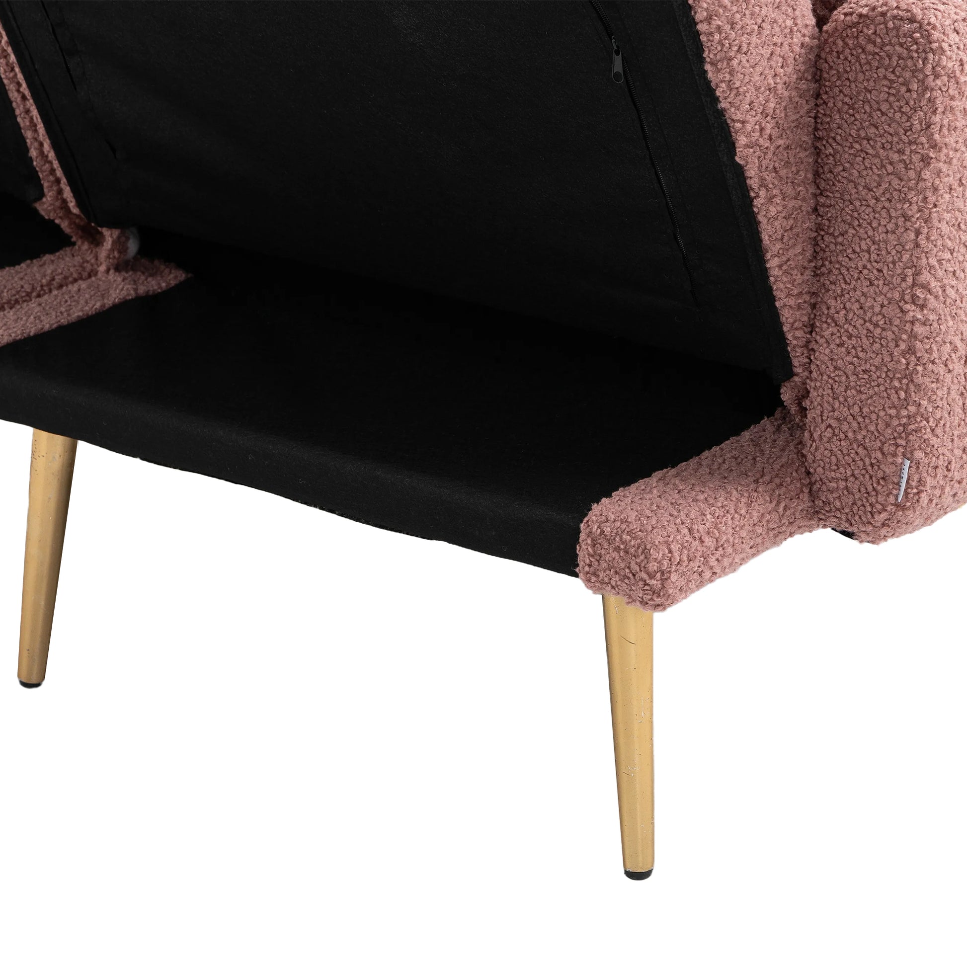 Coolmore Velvet Sofaaccent Sofa .Seat Sofa With Metal Feet Brush Pink Teddy Polyester