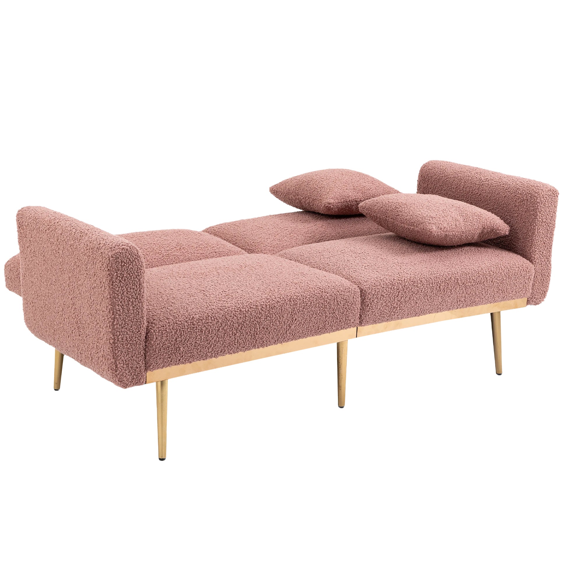 Coolmore Velvet Sofaaccent Sofa .Seat Sofa With Metal Feet Brush Pink Teddy Polyester