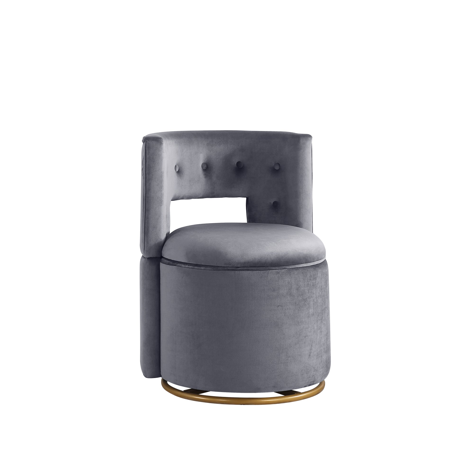 360 Swivel Accent Chair With Storage Function, And Velvet Pillow, Velvet Curved Chair With Gold Metal Base For Living Room, Nursery, Bedroom Video Gray Velvet