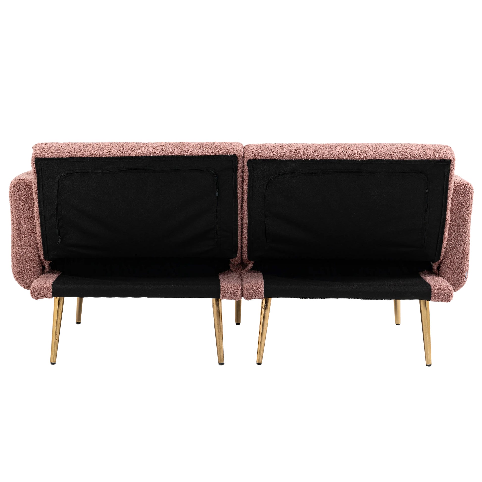 Coolmore Velvet Sofaaccent Sofa .Seat Sofa With Metal Feet Brush Pink Teddy Polyester