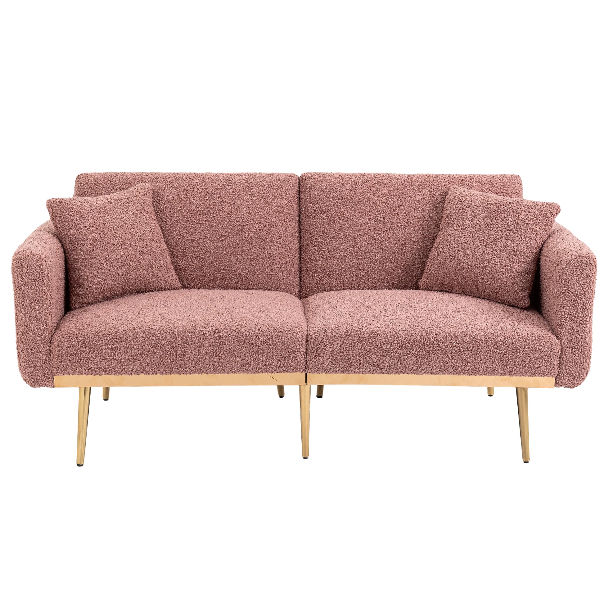 Coolmore Velvet Sofaaccent Sofa .Seat Sofa With Metal Feet Brush Pink Teddy Polyester