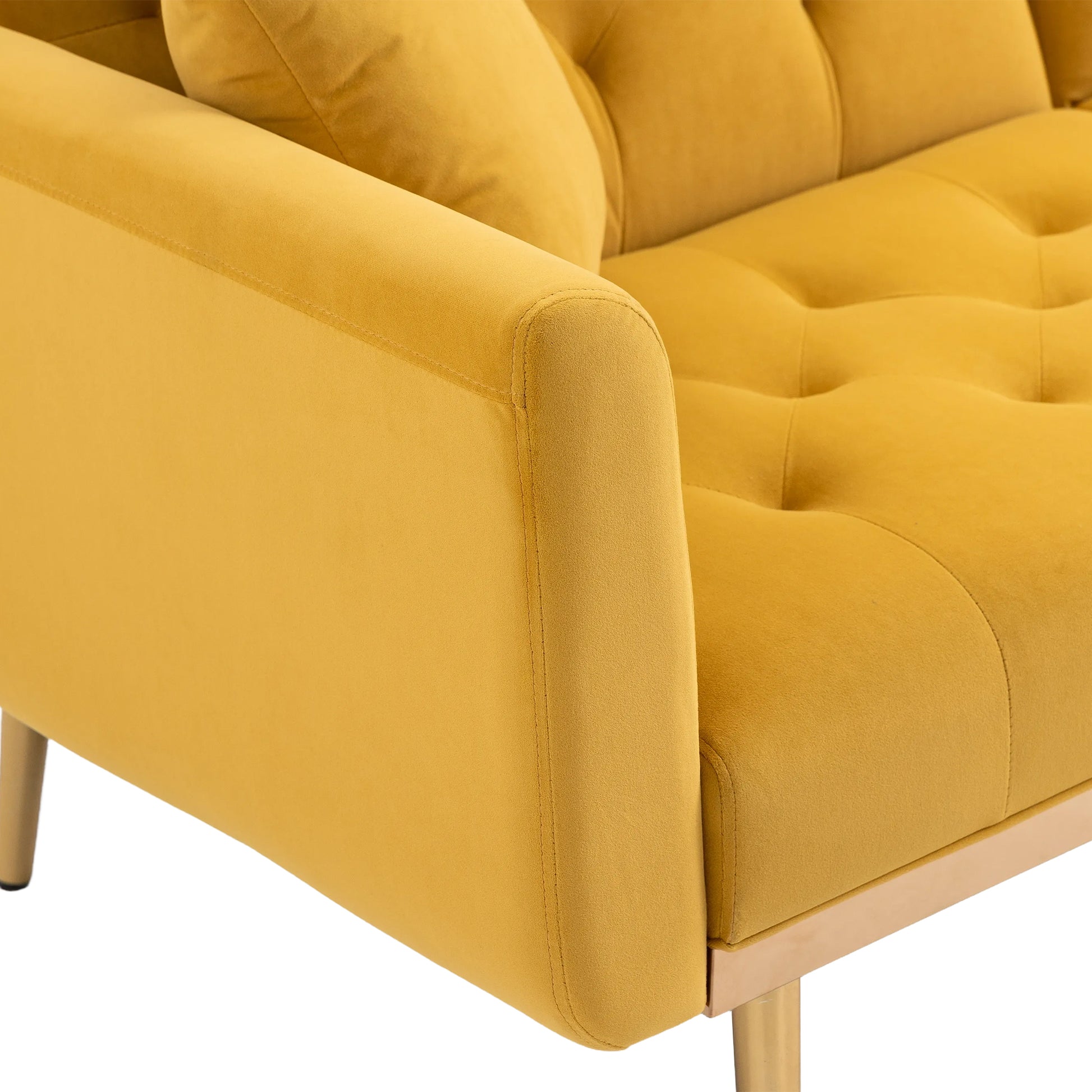 Coolmore Velvet Sofaaccent Sofa .Seat Sofa With Metal Feet Mustard Polyester