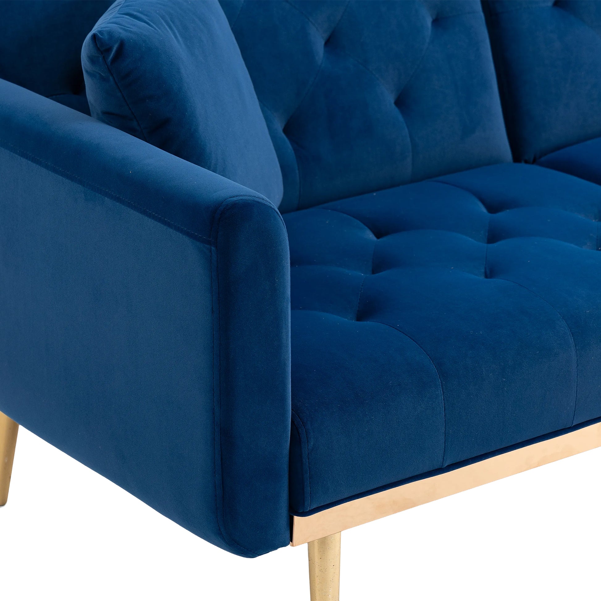 Coolmore Velvet Sofaaccent Sofa .Seat Sofa With Metal Feet Navy Polyester