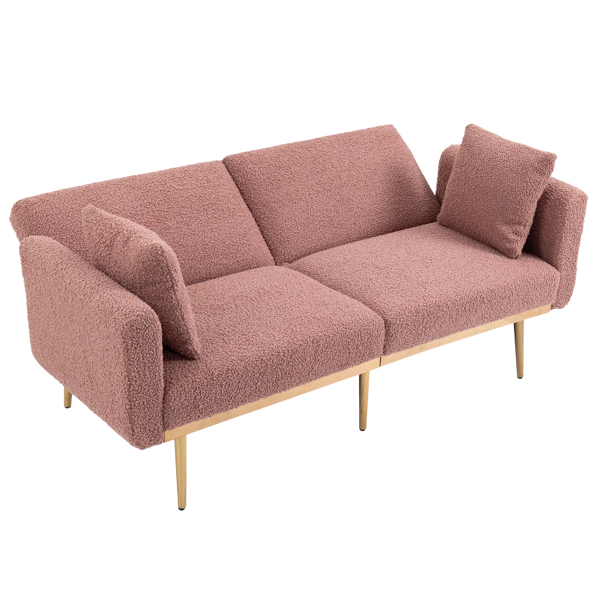 Coolmore Velvet Sofaaccent Sofa .Seat Sofa With Metal Feet Brush Pink Teddy Polyester