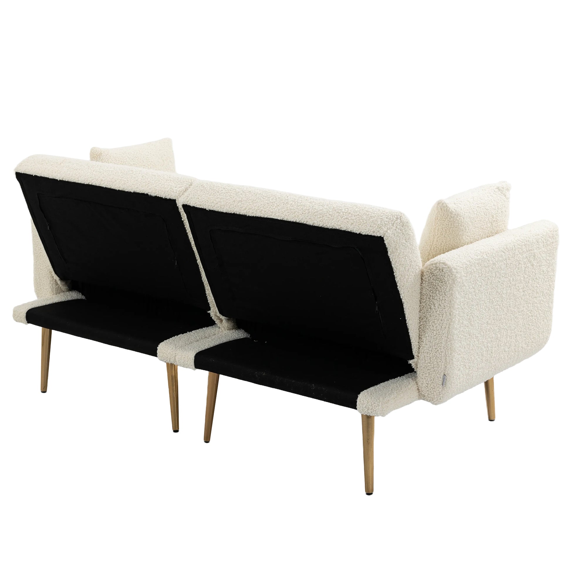 Coolmore Velvet Sofaaccent Sofa .Seat Sofa With Metal Feet White Teddy Polyester