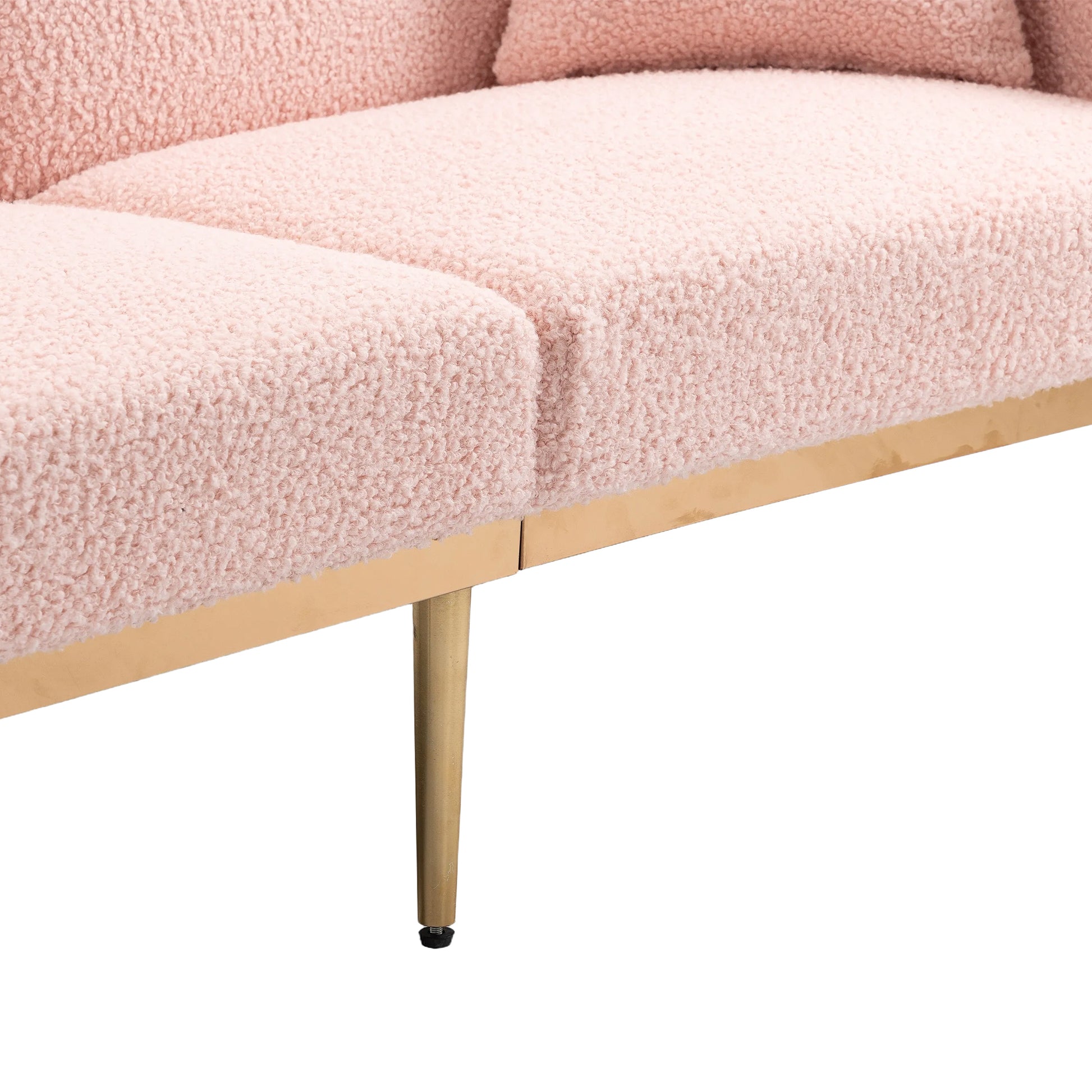 Coolmore Velvet Sofaaccent Sofa .Seat Sofa With Metal Feet Pink Teddy Polyester