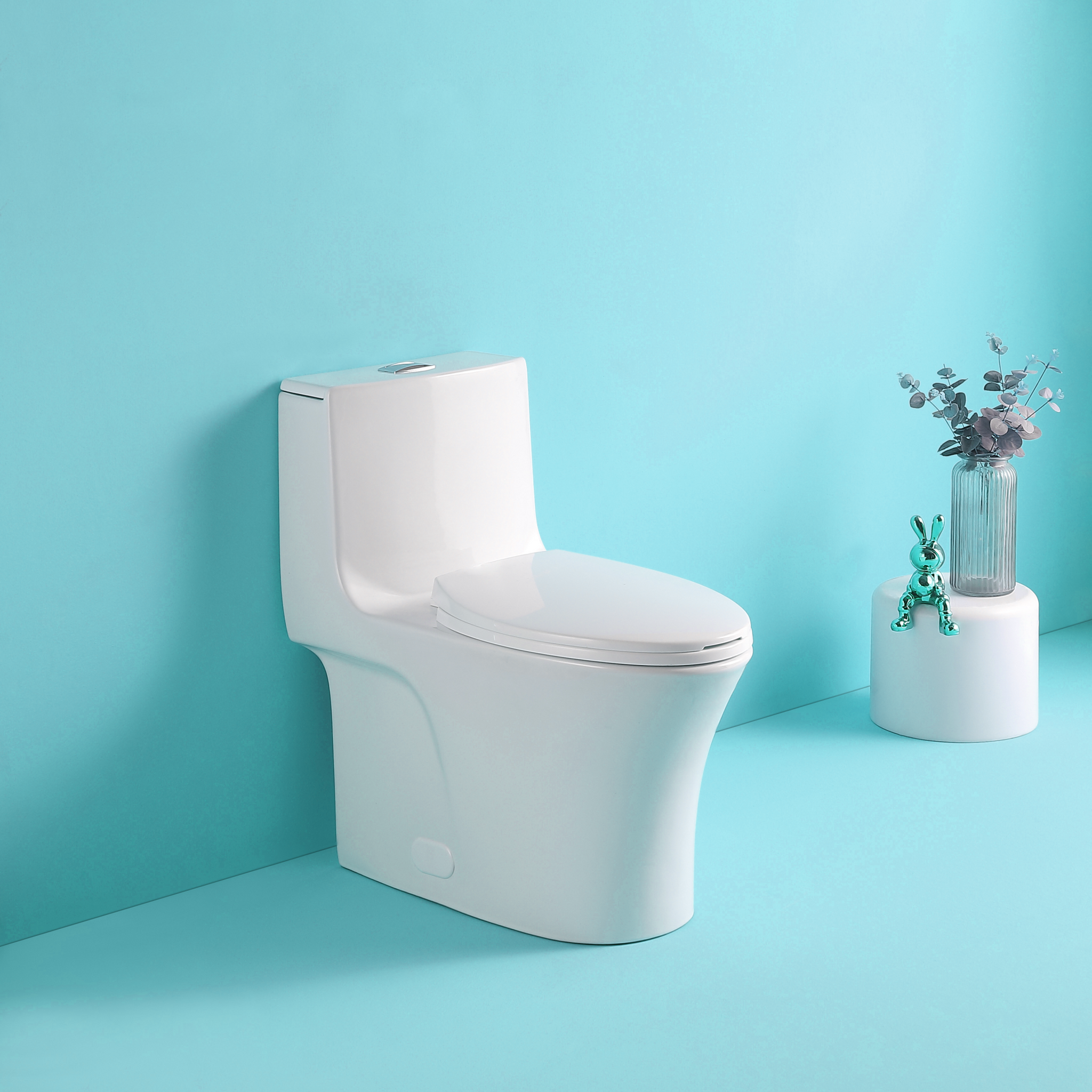 1.1 1.60 Gpf Dual Flush One Piece Toilet, Water Saving Elongated Comfort Height Floor Mounted, Soft Closing Seat, 1000 Gram Map Flushing Score Toilet, Gloss White 23T02 Gw Gloss White Ceramic