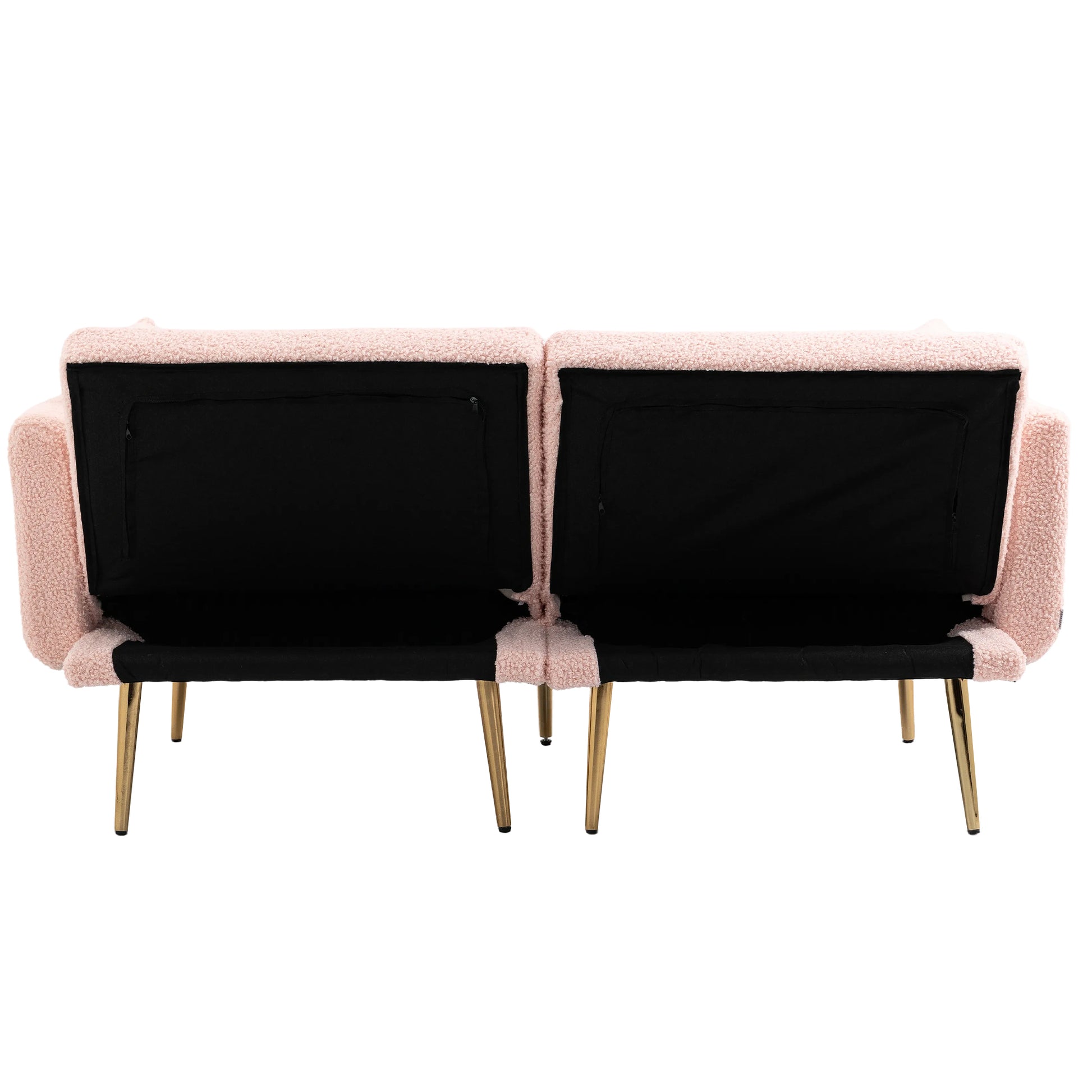 Coolmore Velvet Sofaaccent Sofa .Seat Sofa With Metal Feet Pink Teddy Polyester