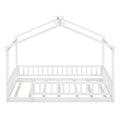 Twin Size Wood Bed House Bed Frame With Fence, For Kids, Teens, Girls, Boys,White Box Spring Not Required Twin White Wood White Pine Bed Frame Wood