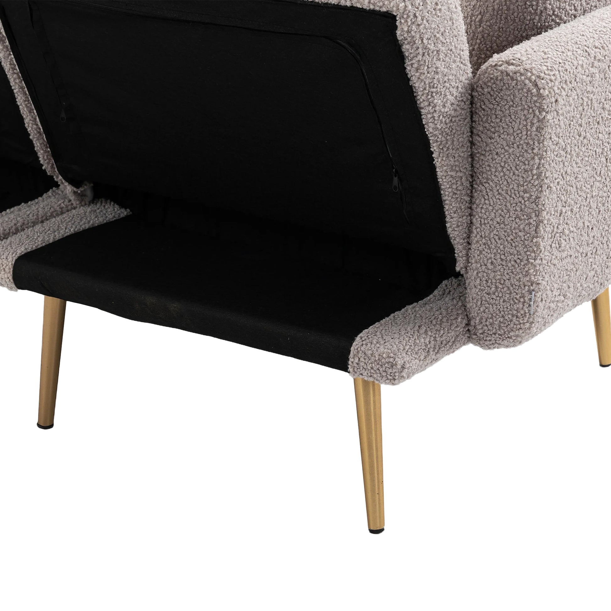 Coolmore Velvet Sofaaccent Sofa .Seat Sofa With Metal Feet Grey Teddy Polyester