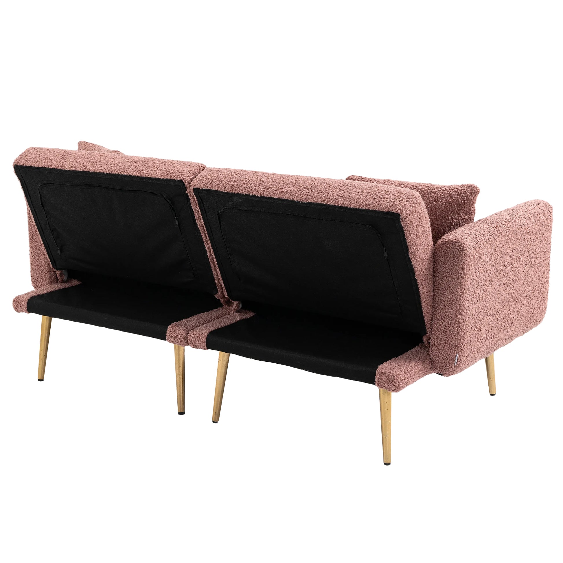 Coolmore Velvet Sofaaccent Sofa .Seat Sofa With Metal Feet Brush Pink Teddy Polyester