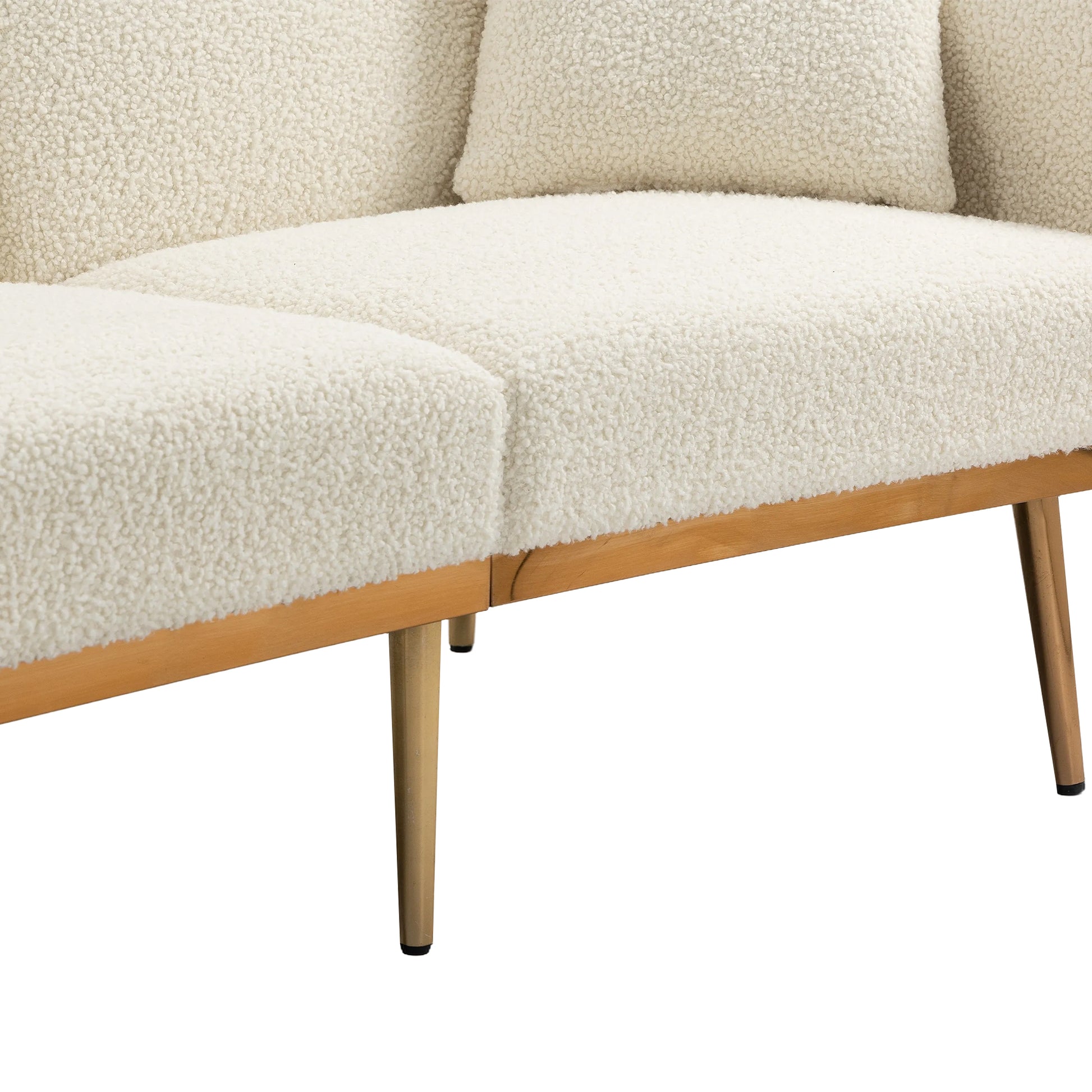 Coolmore Velvet Sofaaccent Sofa .Seat Sofa With Metal Feet White Teddy Polyester