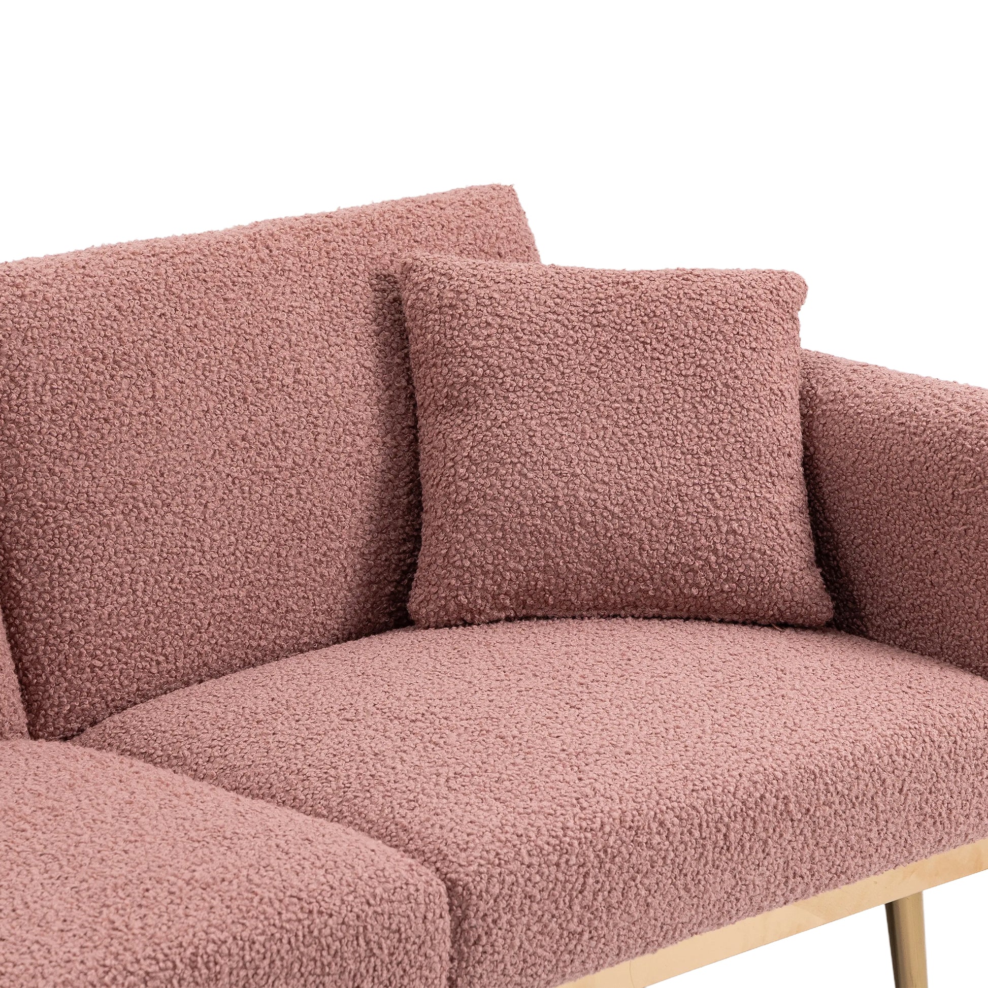 Coolmore Velvet Sofaaccent Sofa .Seat Sofa With Metal Feet Brush Pink Teddy Polyester