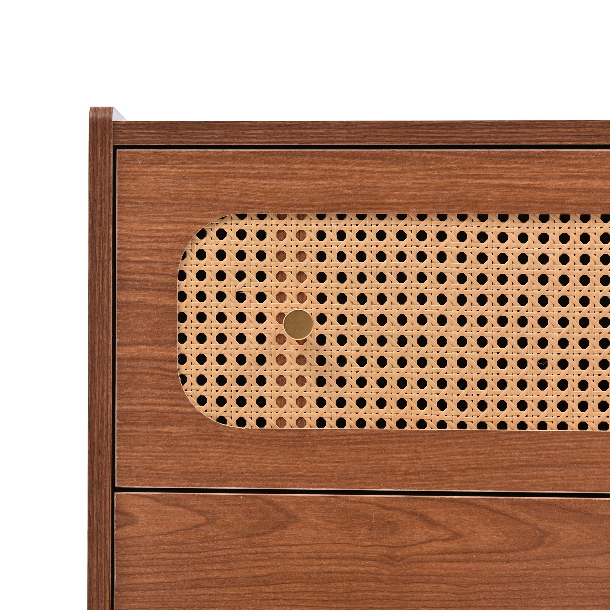 Dresser For Bedroom, Chest Of Drawers, 6 Drawer Dresser, Floor Storage Drawer Cabinet For Home Office, Drawer Chest Of Drawers Rattan Chest Of Drawers Highboard With 6 Drawers, Walnut H90 W120 D40 Cm 5 Or More Drawers Natural Cherry Art Deco Rattan