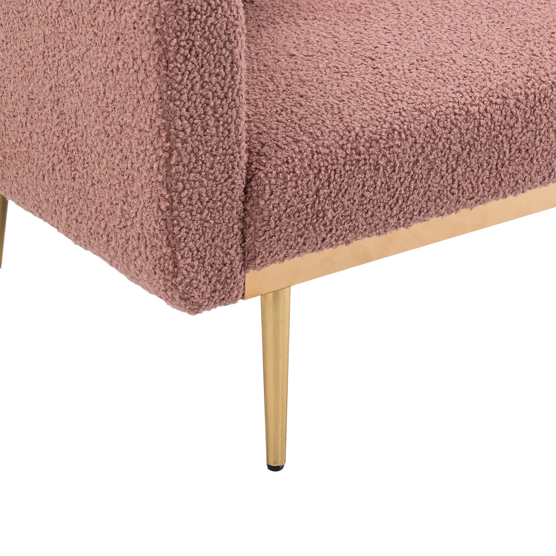 Coolmore Velvet Sofaaccent Sofa .Seat Sofa With Metal Feet Brush Pink Teddy Polyester