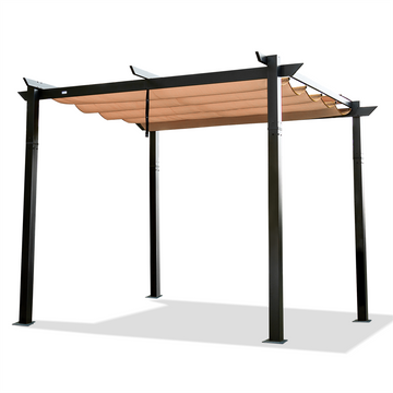 Outdoor Retractable Pergola With Weather Resistant Canopy Aluminum Garden Pergola Patio Grill Gazebo For Courtyard Dark Gray Aluminium