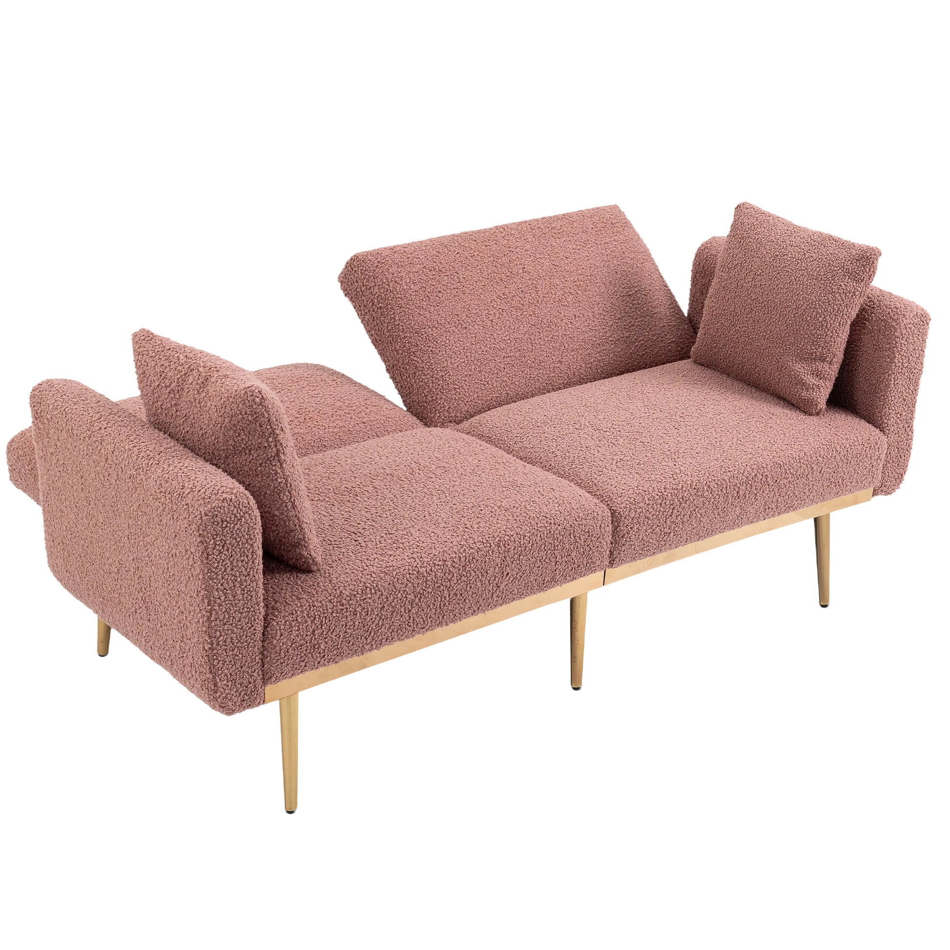 Coolmore Velvet Sofaaccent Sofa .Seat Sofa With Metal Feet Brush Pink Teddy Polyester