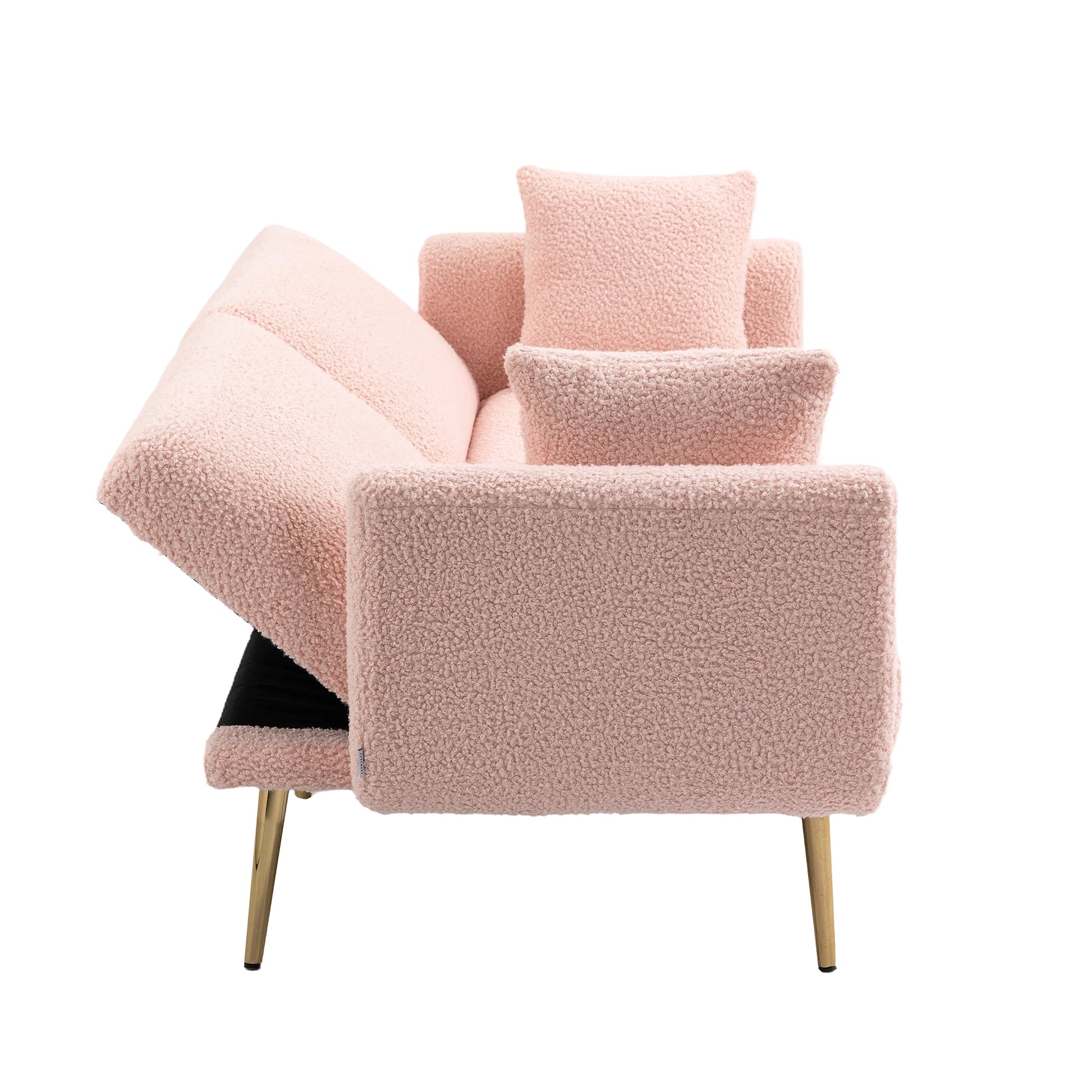 Coolmore Velvet Sofaaccent Sofa .Seat Sofa With Metal Feet Pink Teddy Polyester