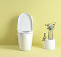 1.1 1.6 Gpf Dual Flush 1 Piece Elongated Toilet With Soft Close Seat Gloss White, Water Saving, Modern, Stylish Design 23T01 Gw Gloss White Ceramic