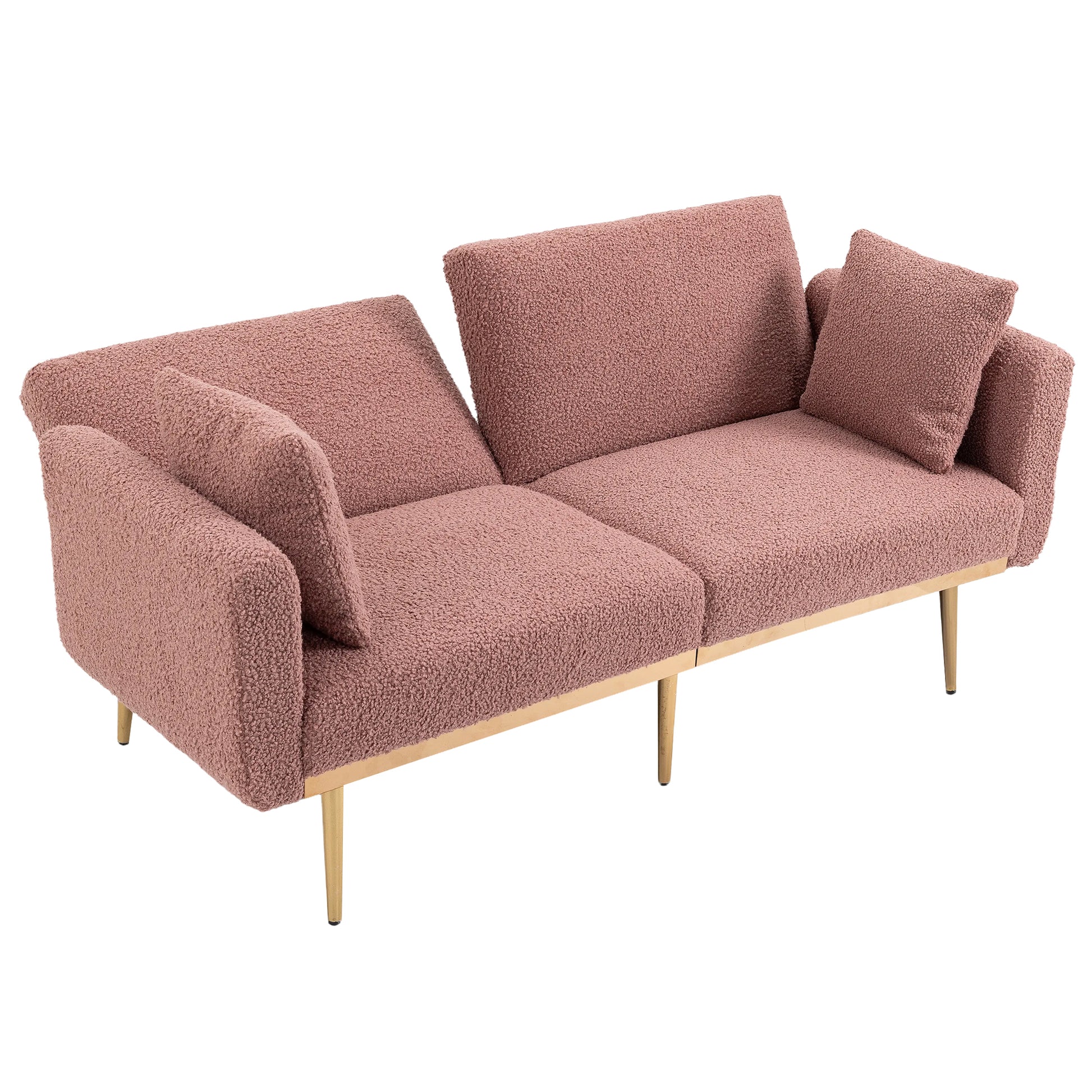 Coolmore Velvet Sofaaccent Sofa .Seat Sofa With Metal Feet Brush Pink Teddy Polyester