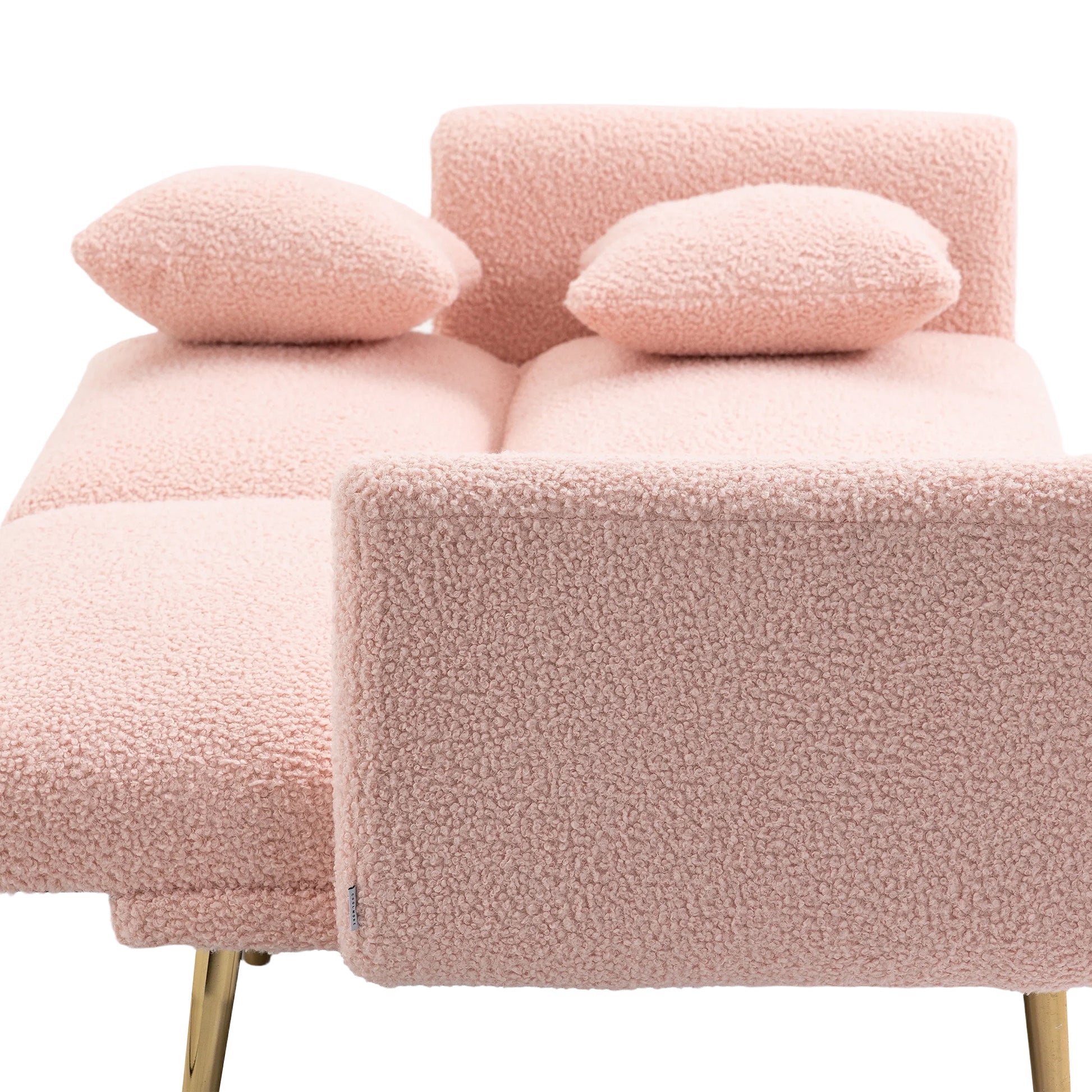 Coolmore Velvet Sofaaccent Sofa .Seat Sofa With Metal Feet Pink Teddy Polyester