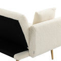 Coolmore Velvet Sofaaccent Sofa .Seat Sofa With Metal Feet White Teddy Polyester