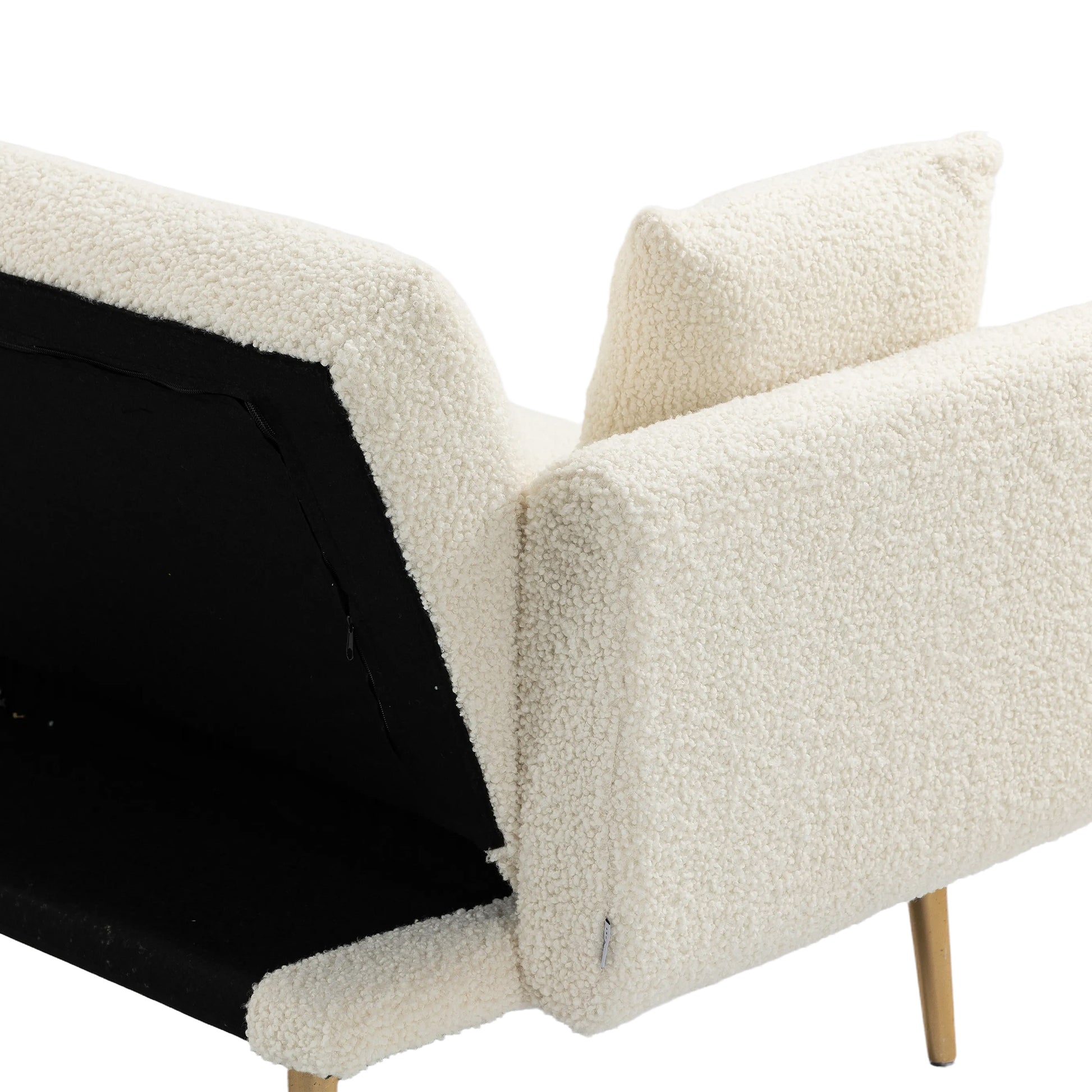 Coolmore Velvet Sofaaccent Sofa .Seat Sofa With Metal Feet White Teddy Polyester