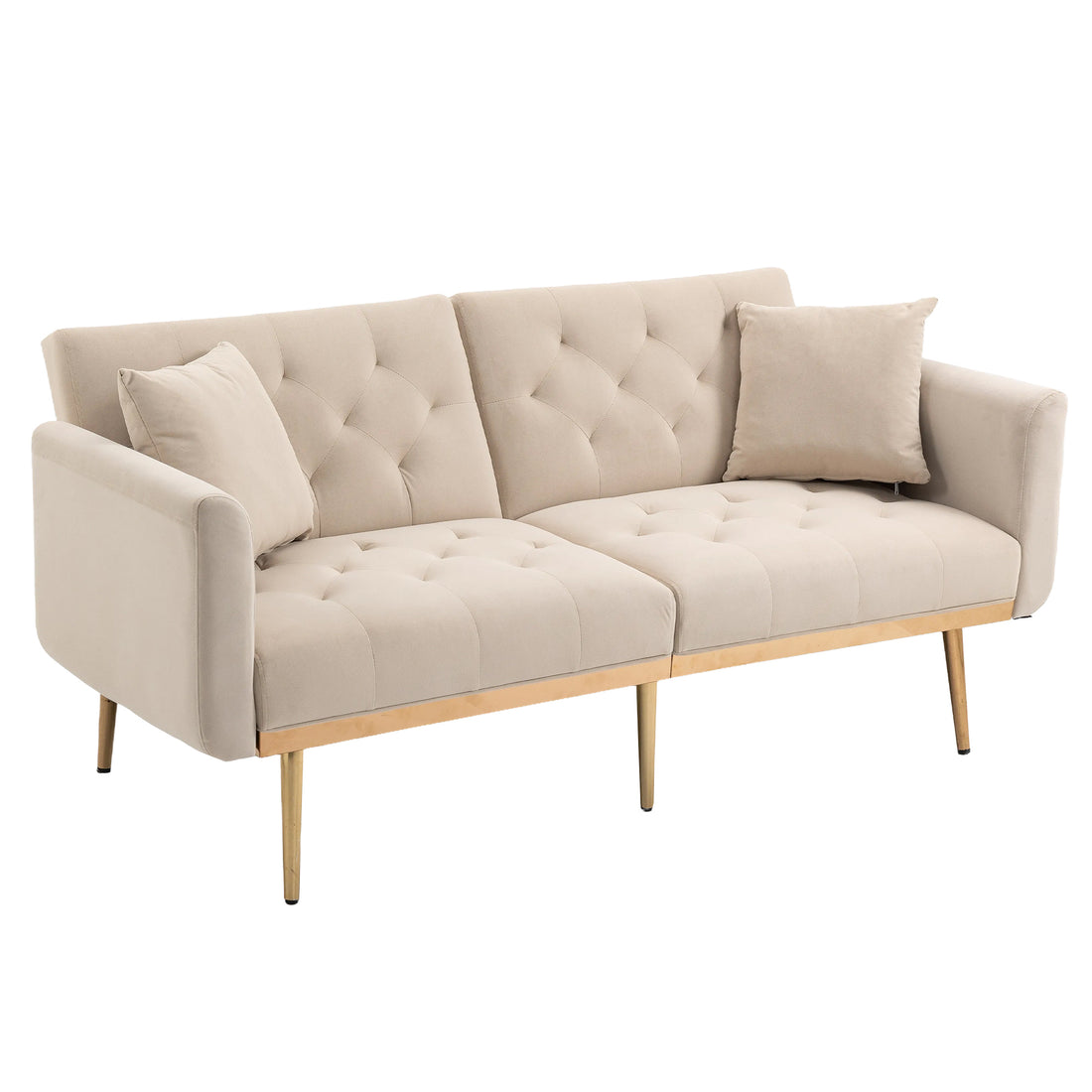 Coolmore Velvet Sofaaccent Sofa .Seat Sofa With Metal Feet Beige Polyester