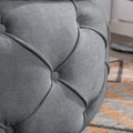 Large Button Tufted Woven Round Storage Ottoman For Living Room & Bedroom,17.7