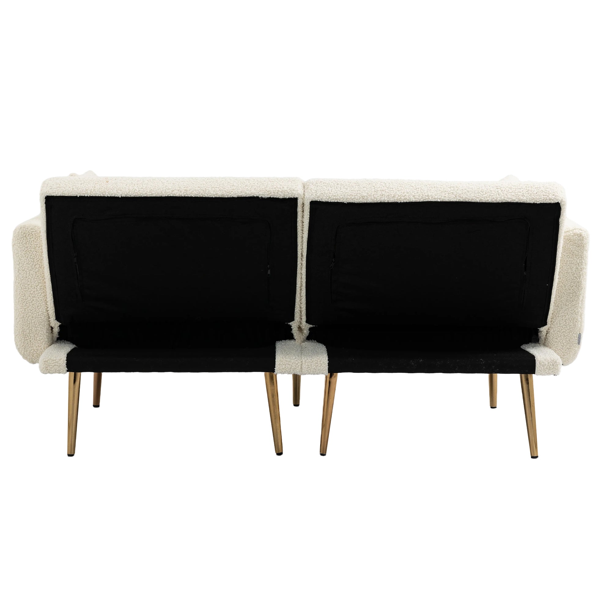 Coolmore Velvet Sofaaccent Sofa .Seat Sofa With Metal Feet White Teddy Polyester