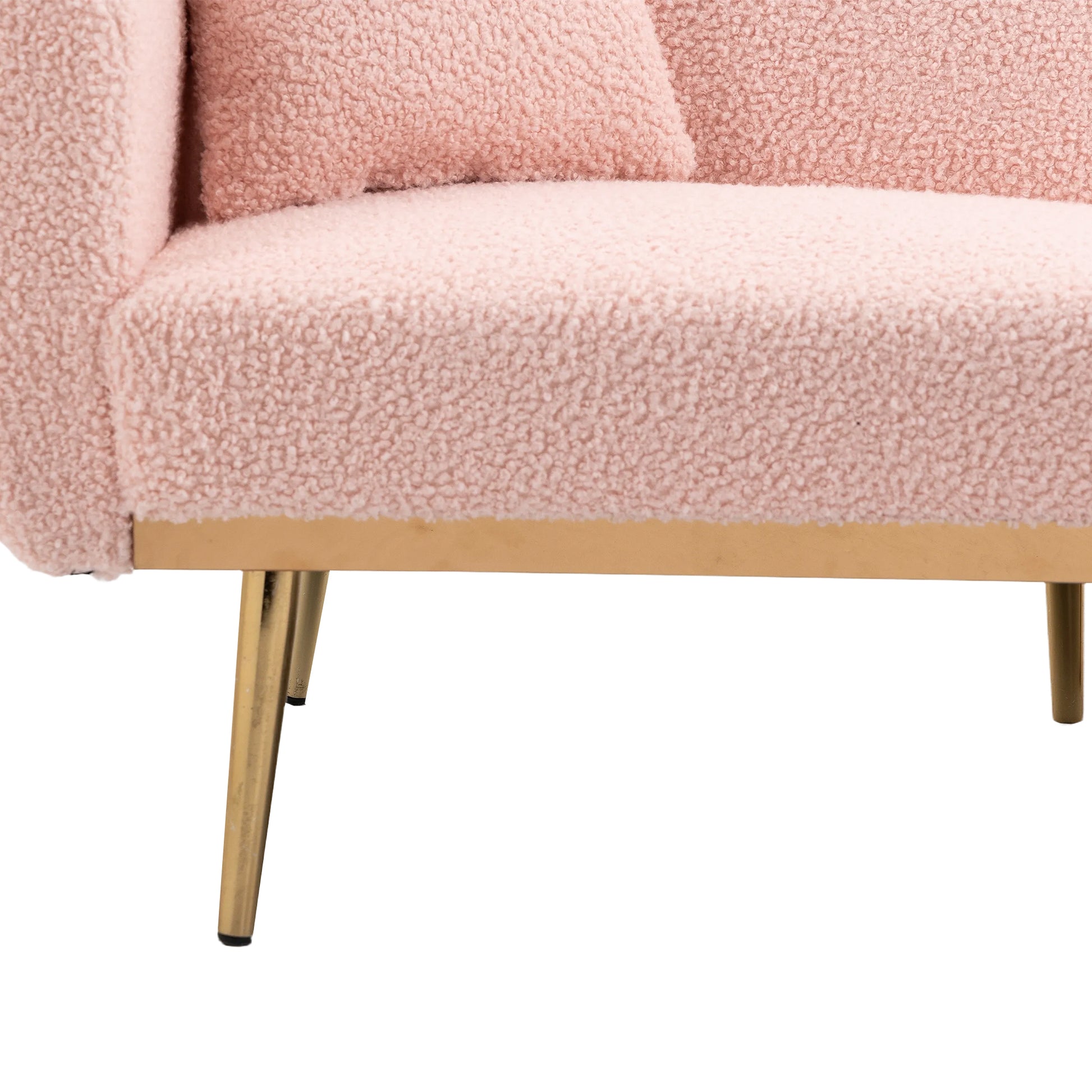 Coolmore Velvet Sofaaccent Sofa .Seat Sofa With Metal Feet Pink Teddy Polyester