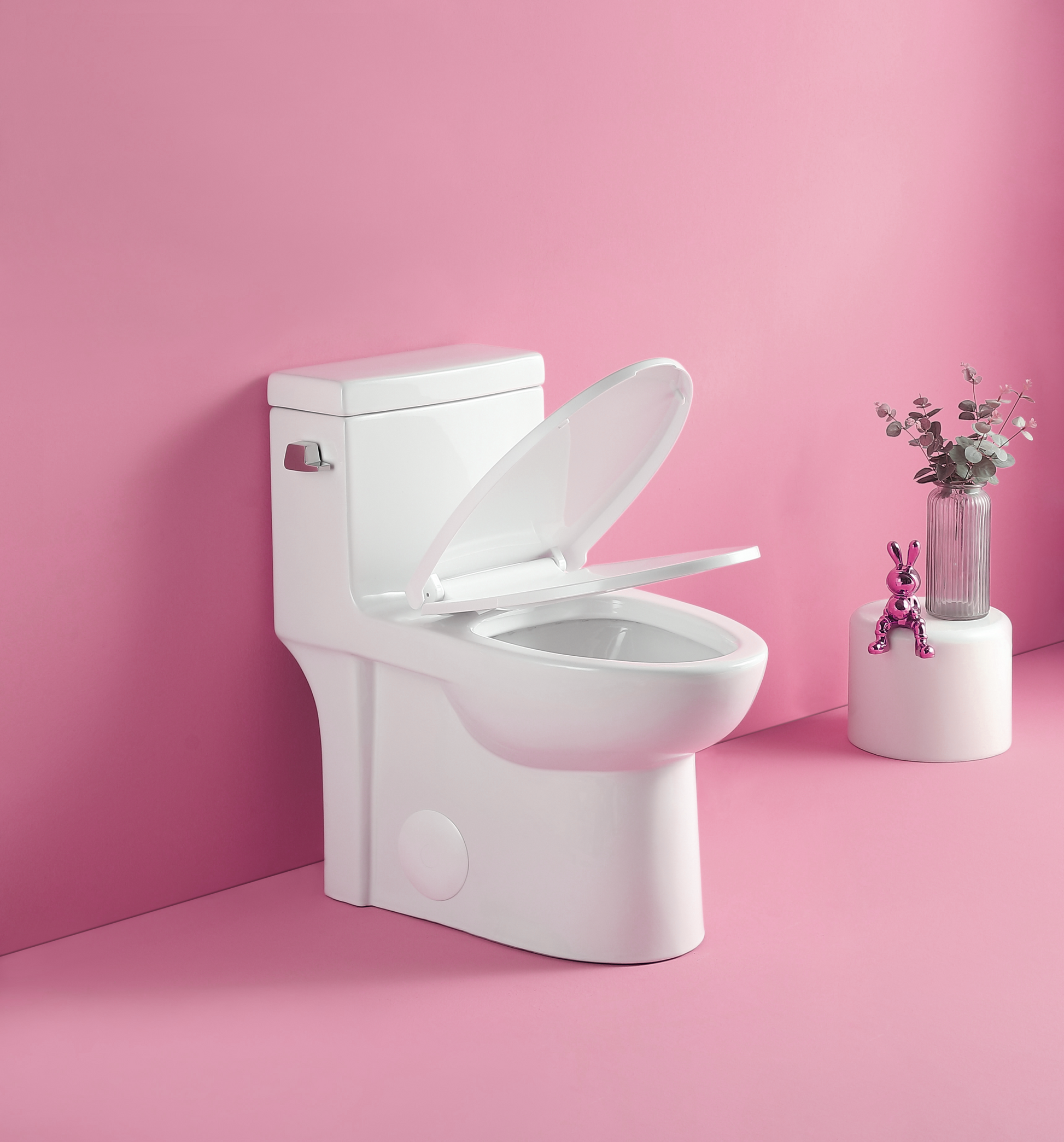 1.28 Gpf Single Flush One Piece Toilet, Water Saving Elongated Comfort Height Floor Mounted, Soft Closing Seat, 1000 Gram Map Flushing Score Toilet, Gloss White 23T03 Gw Gloss White Ceramic